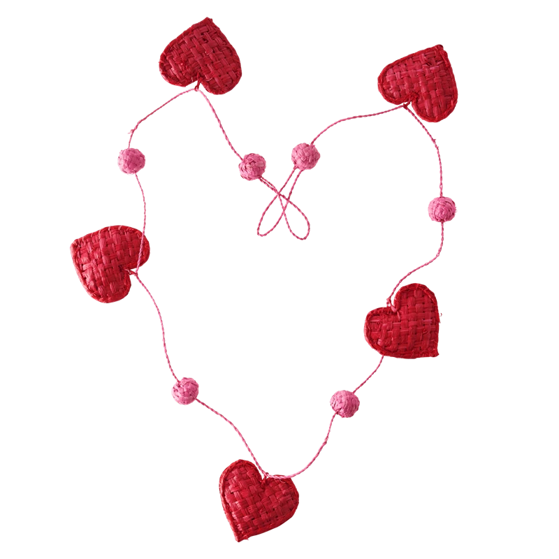 Raffia Hearts Garland By Rice DK